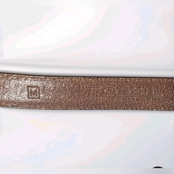 Fossil Ornate Brass Hardware Genuine Leather Belt Size M Heart Concho Westen VTG